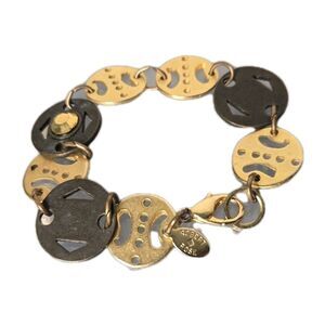 Vintage ROBERT ROSE Signed Pendant BRACELET Gold Tone & Black